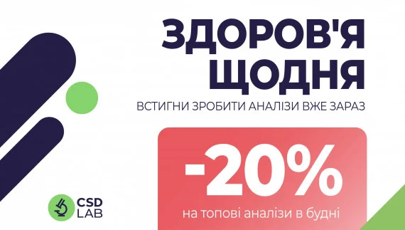 «Здоров’я щодня» знижка 20% на найпопулярніші аналізи в будні